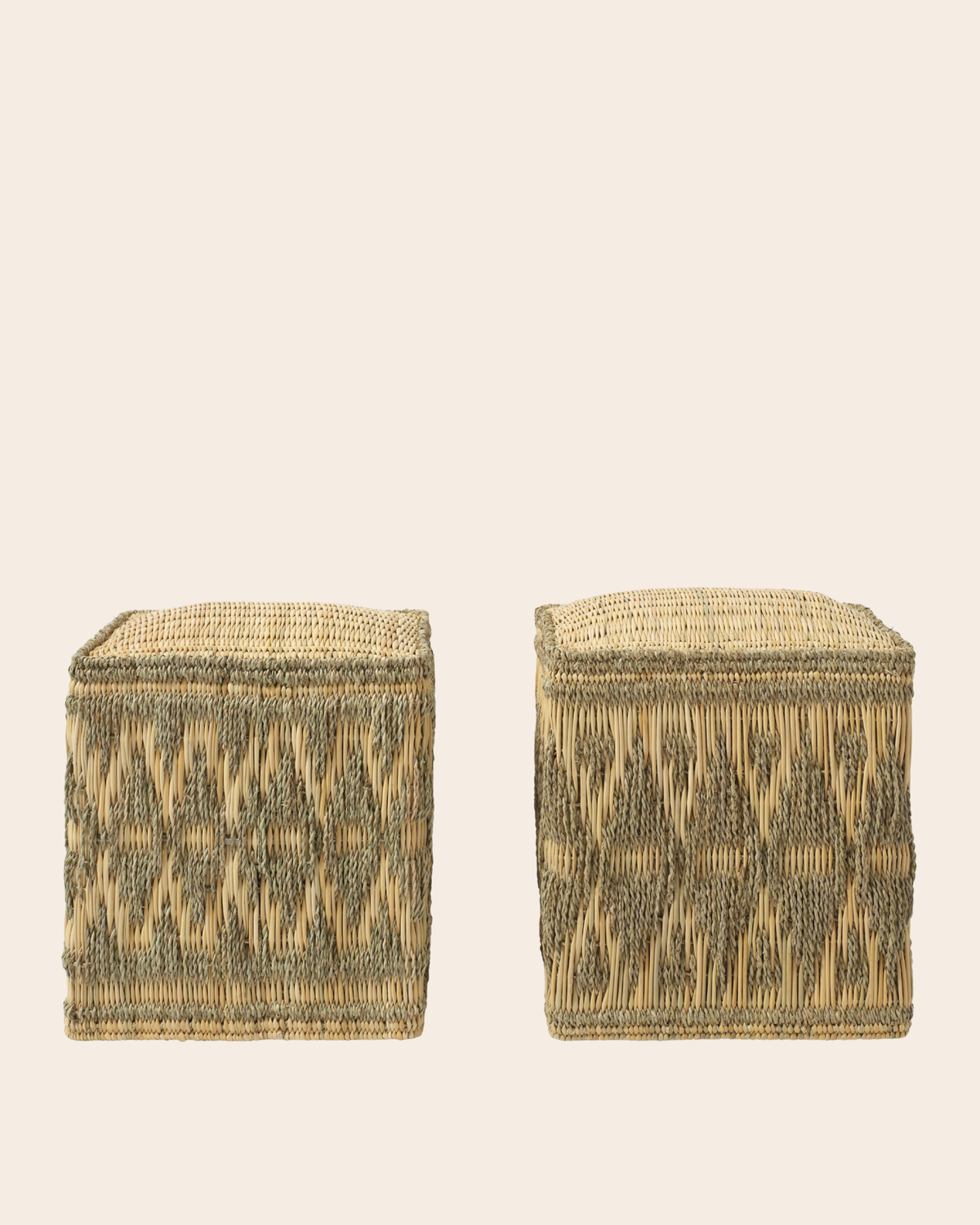 The fez wicker stools, sage (set of two)