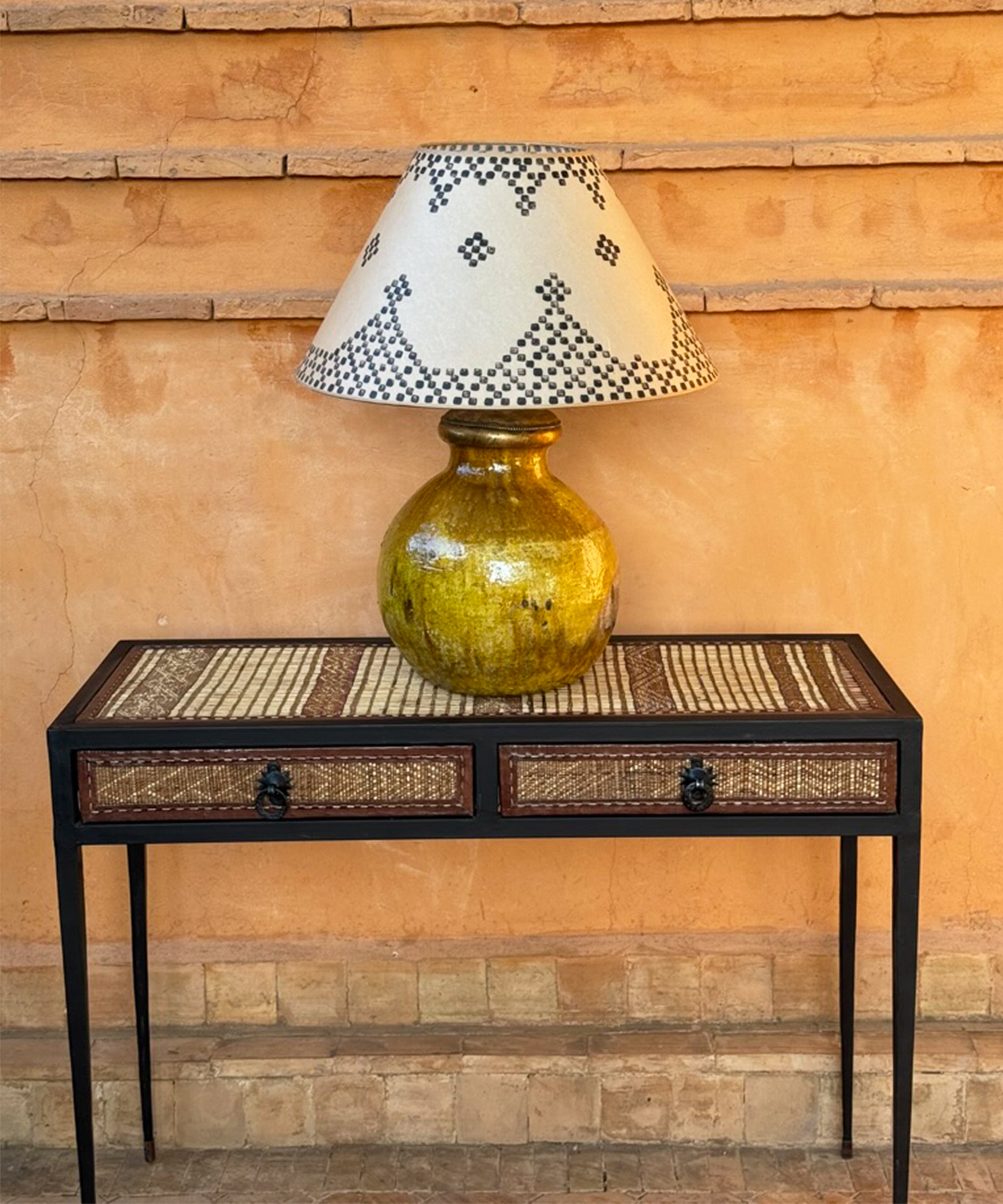 The grass matting console table