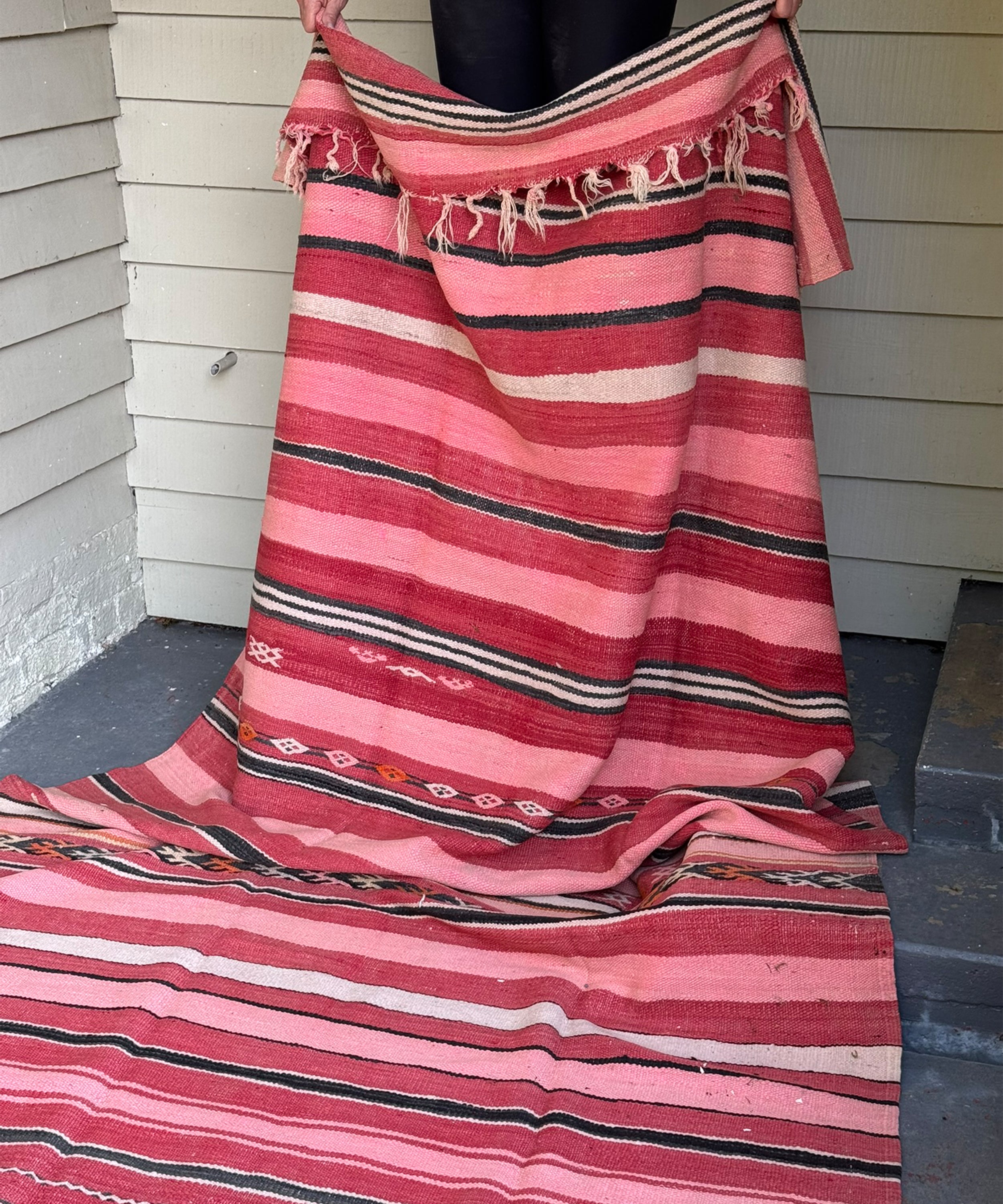 The vintage berber rug, pink stripes