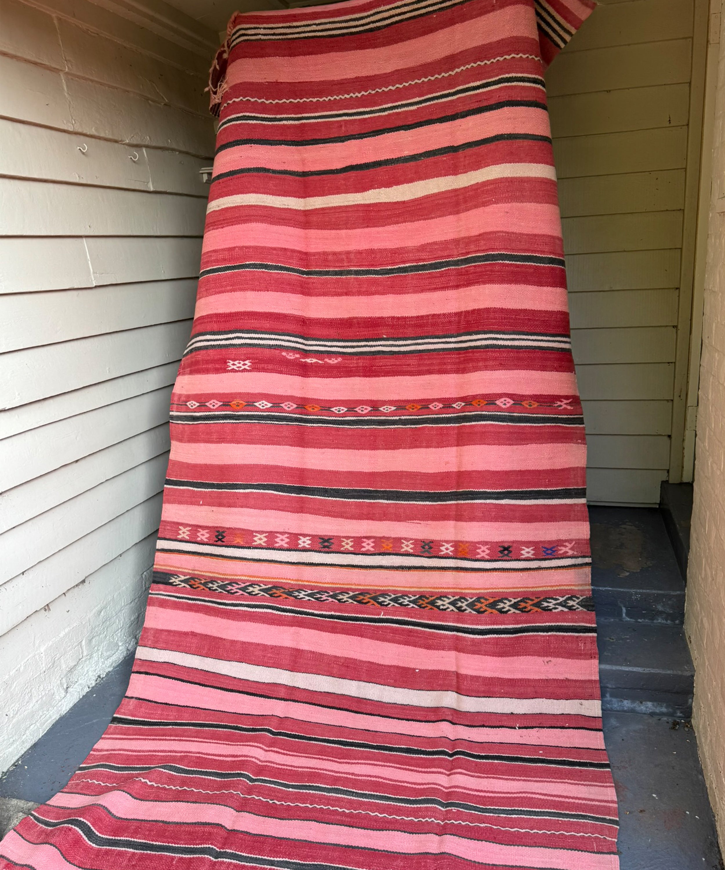 The vintage berber rug, pink stripes