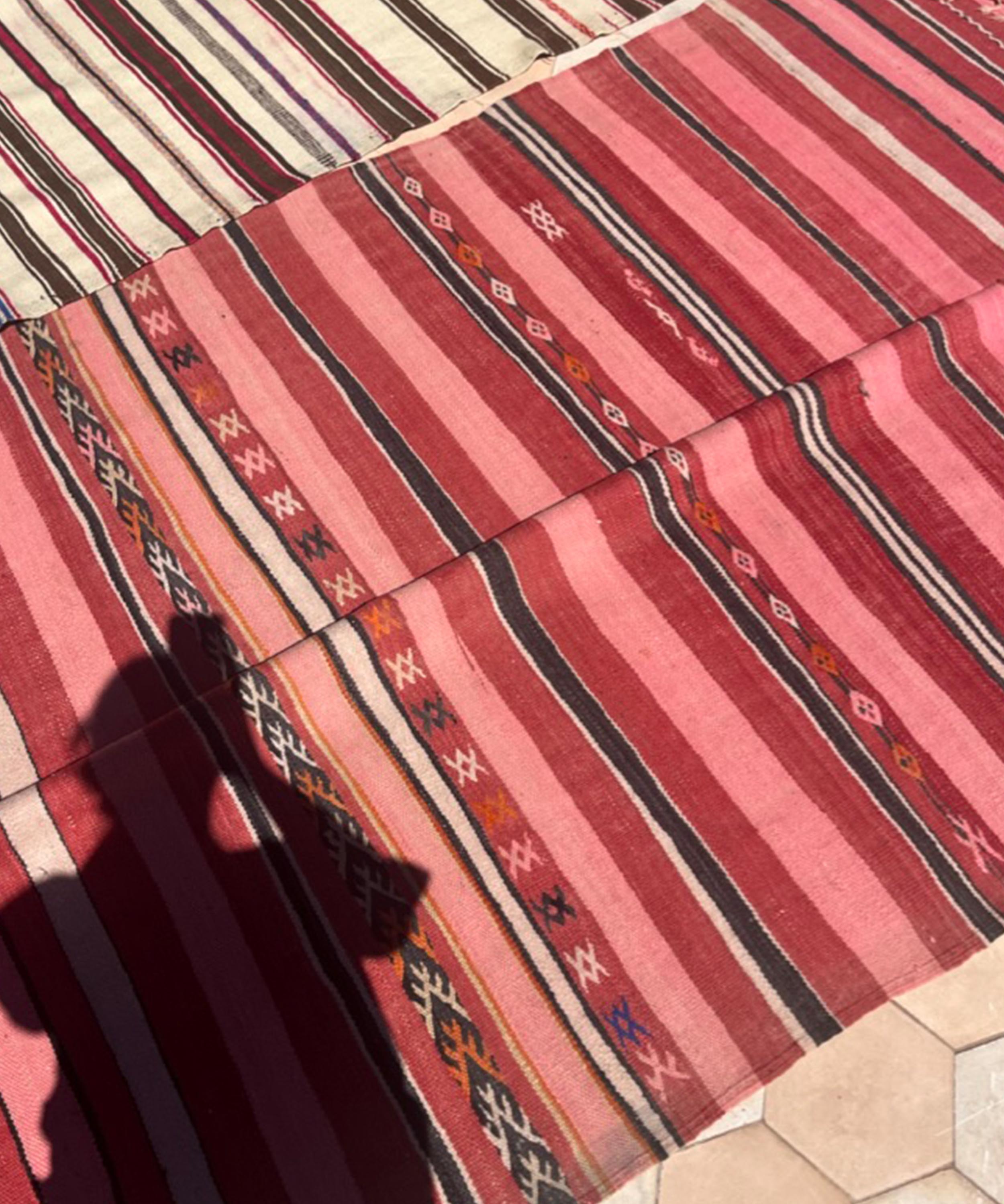 The vintage berber rug, pink stripes