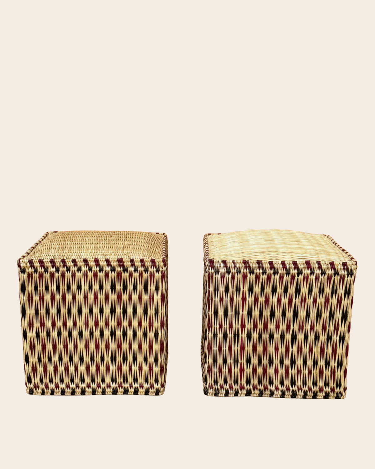 The fez wicker stools, dots (set of two)