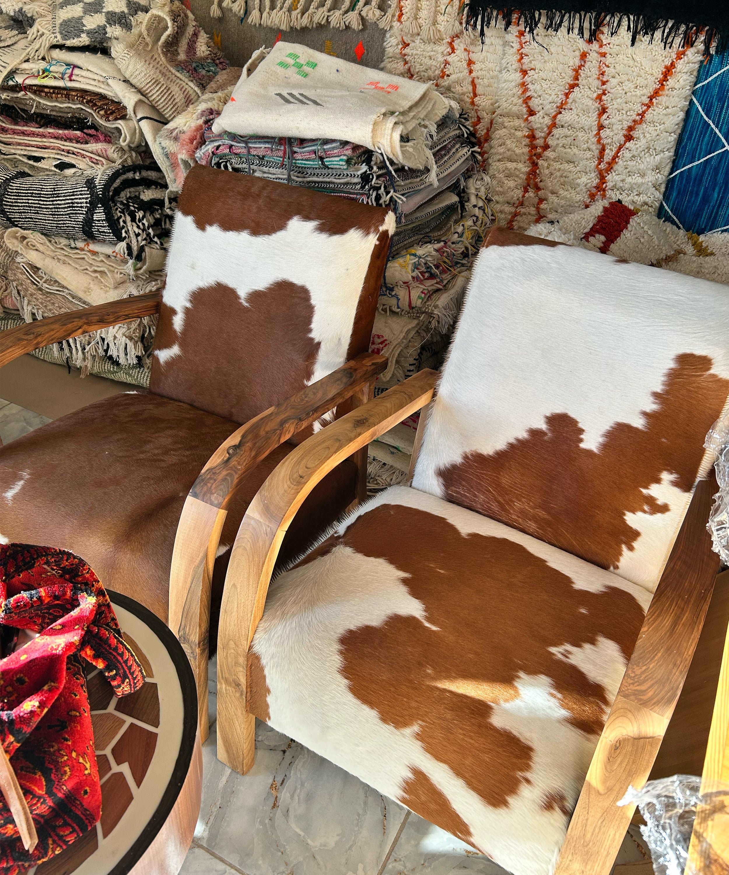 The cowhide chairs