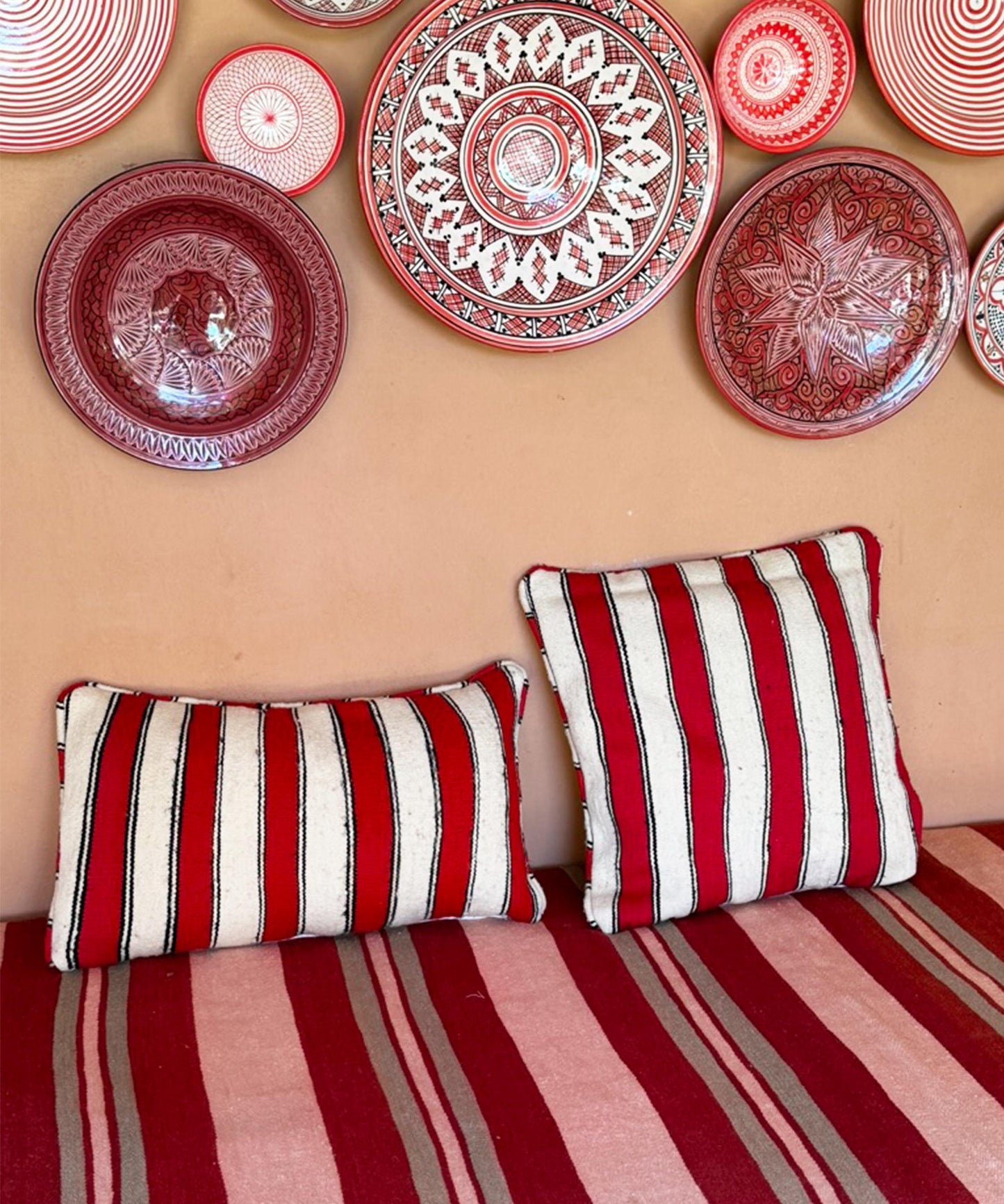 Tangier Red Stripe Cushion Cover