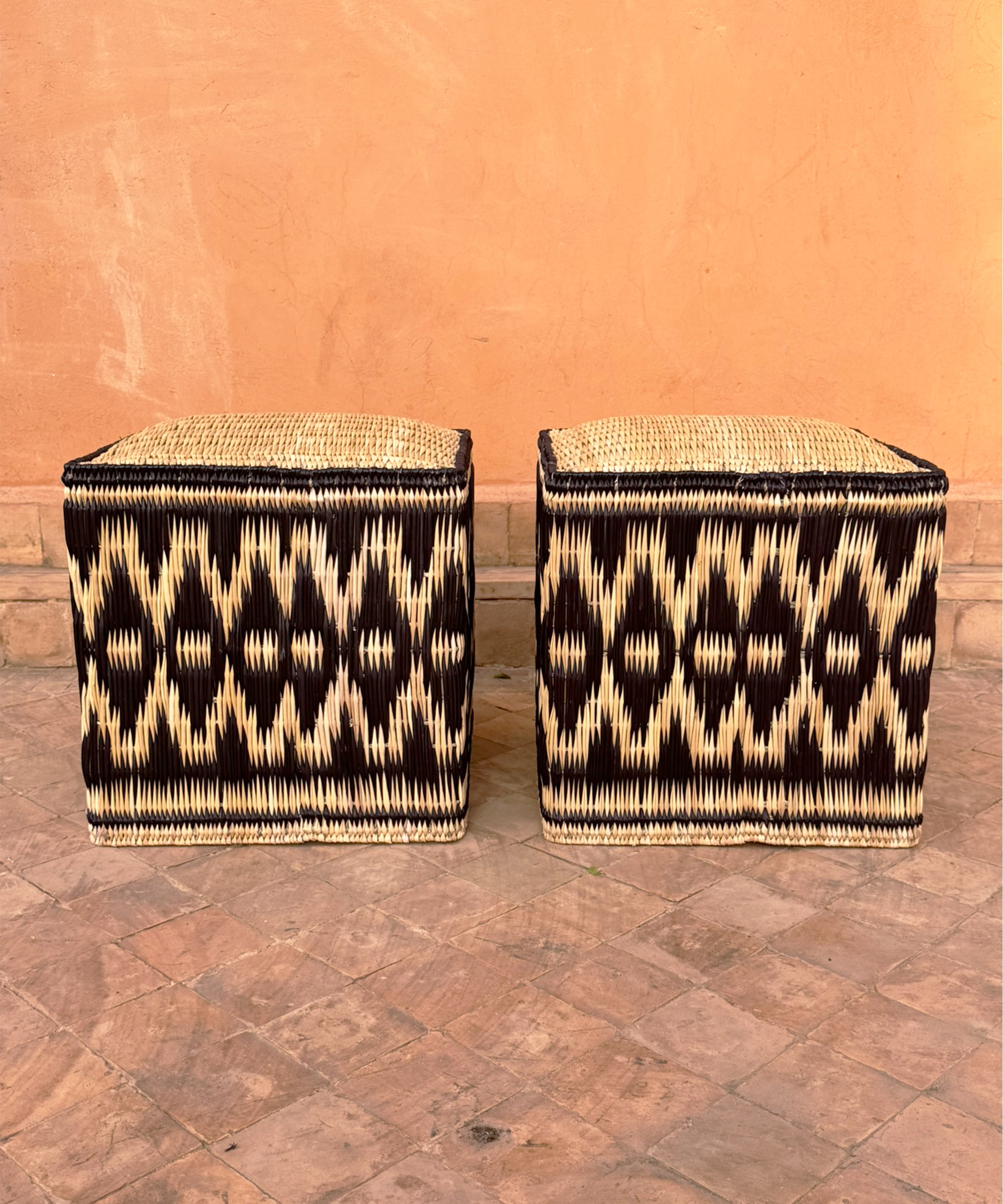 The fez wicker stools, black (set of two)