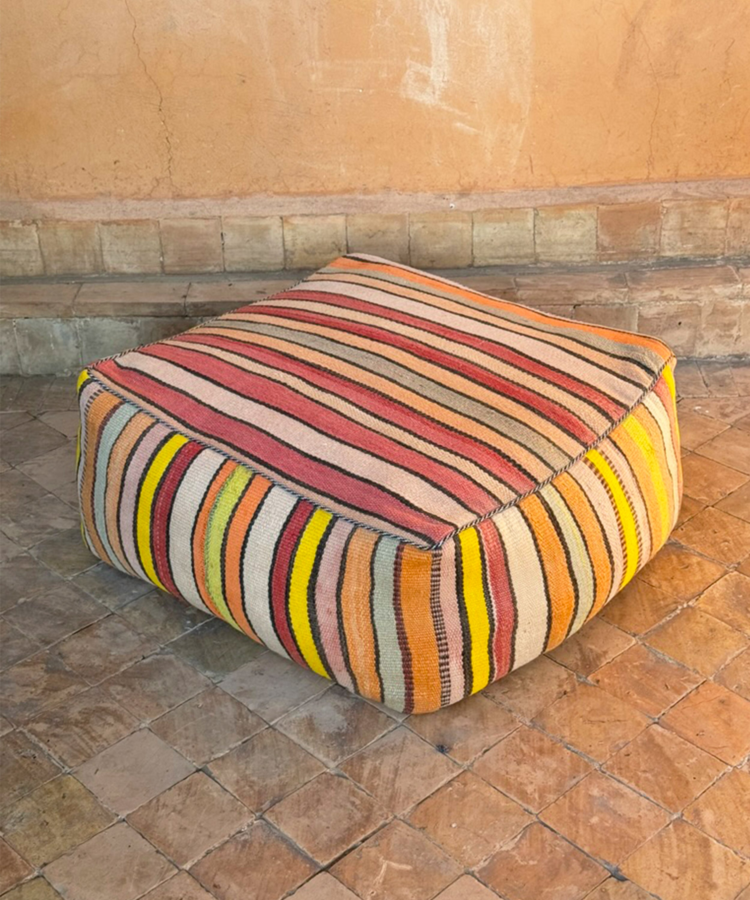 The floor cushion, sunset stripes