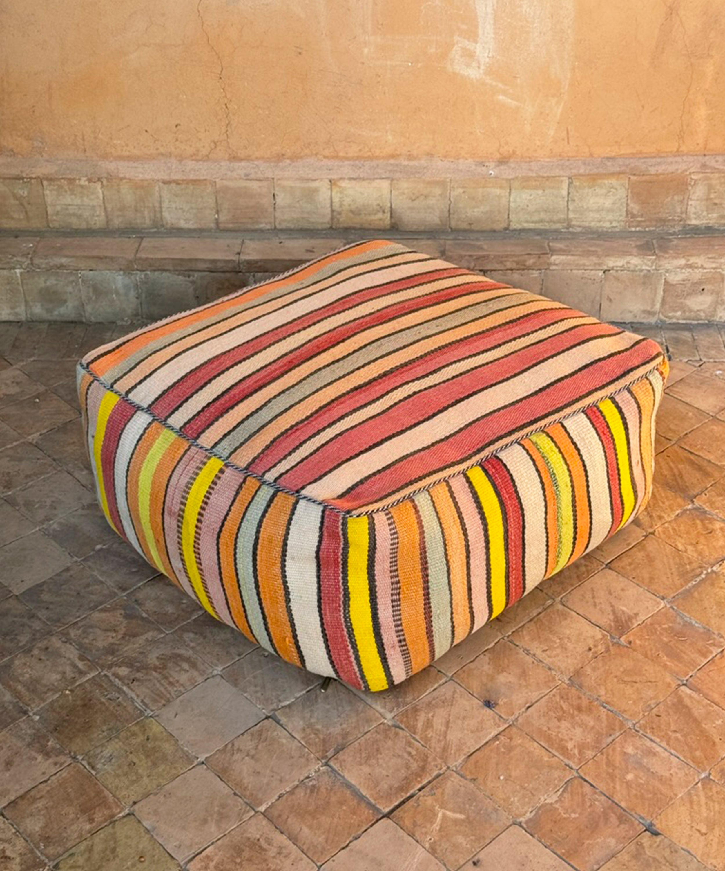 The floor cushion, sunset stripes