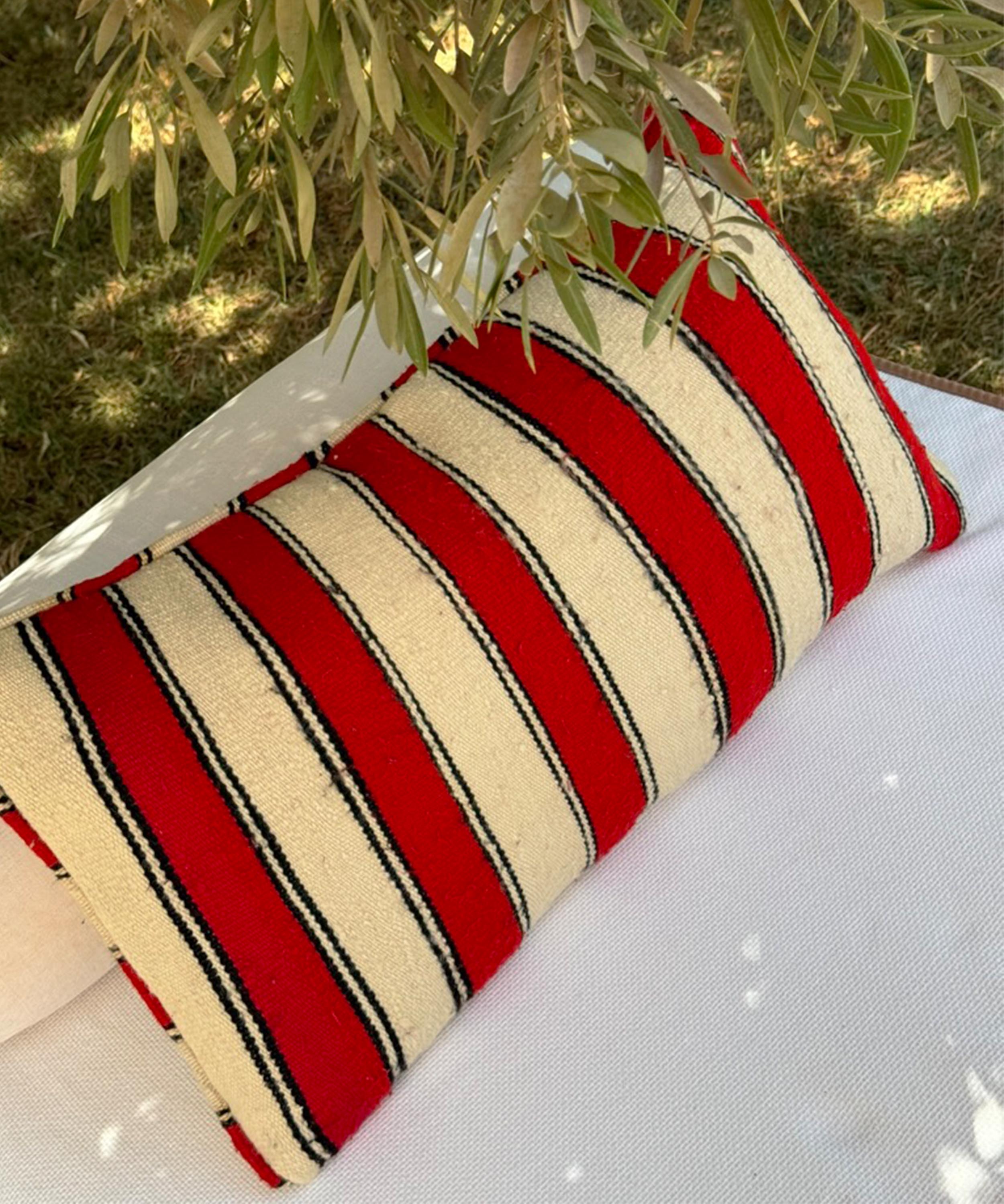 The rectangle cushion, tangier red stripe