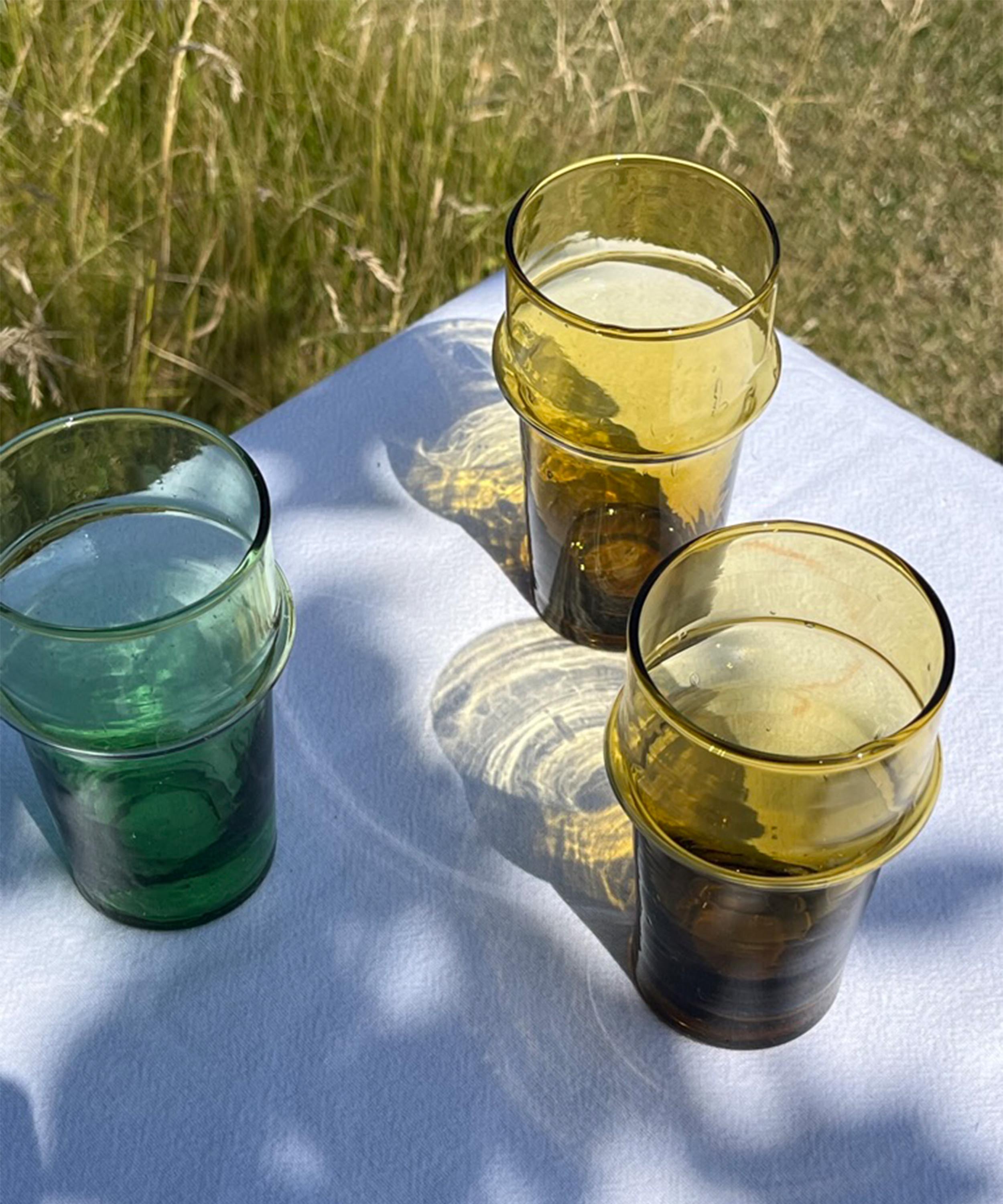 Beldi Glass Tumblers, Set of 6, Amber